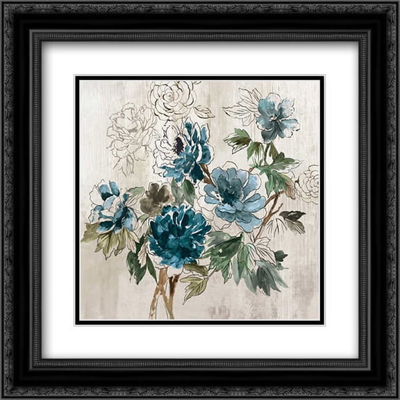 Japanese Garden I 2x Matted 20x20 Black Ornate Framed Art Print by Jensen, Asia