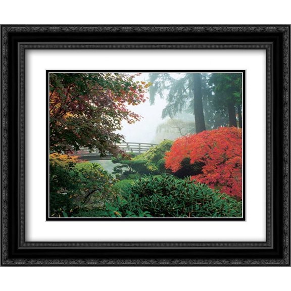 Japanese Garden II 2x Matted 24x20 Black Ornate Framed Art Print by Love, Maureen