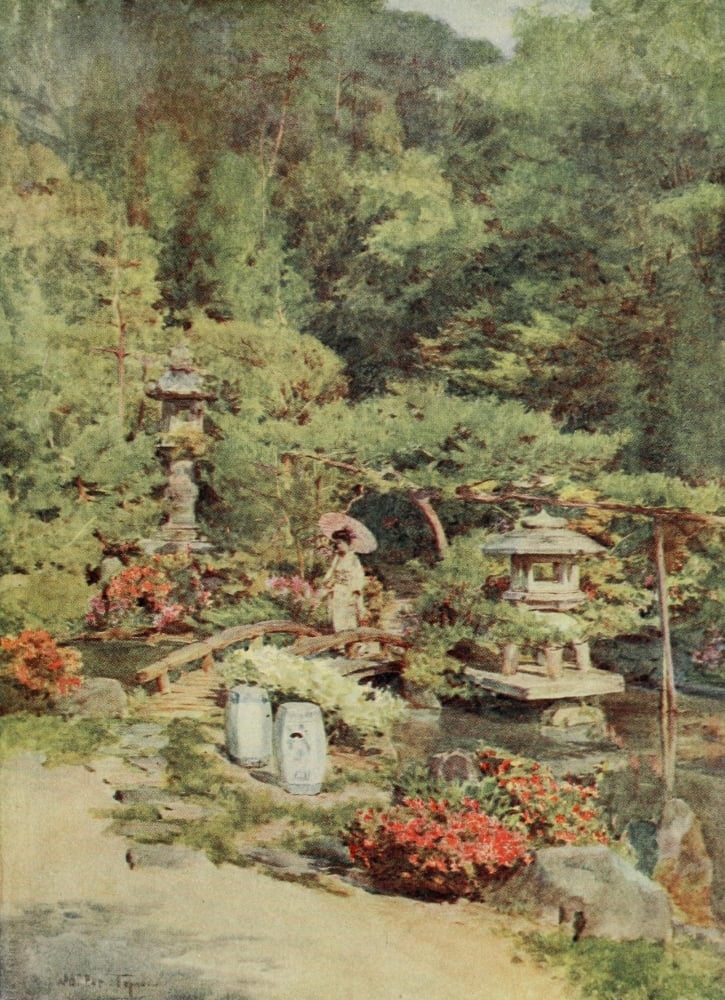 Japanese Gardens 1912 Canvas Art - Walter Tyndale (24 x 36)