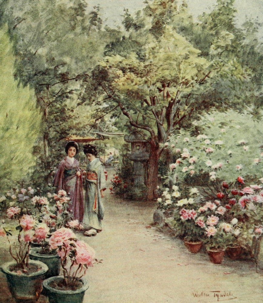 Japanese Gardens 1912 Canvas Art - Walter Tyndale (24 x 36)