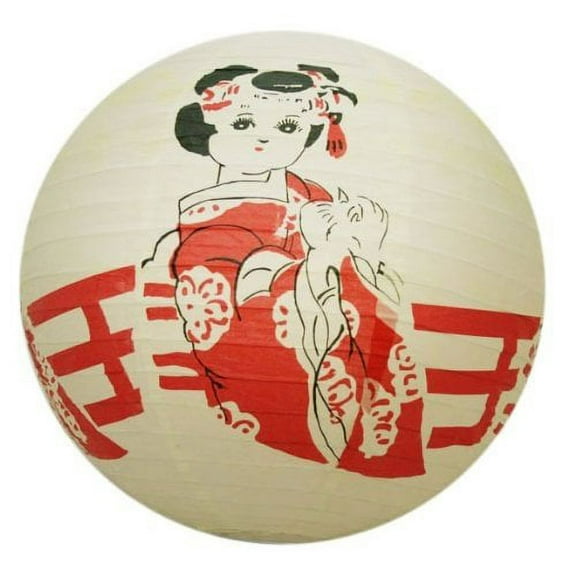 Japanese Geisha Design Round Paper Lantern LAN014
