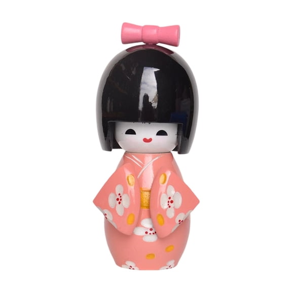 Japanese Geisha Doll Kimono Statuette Wood Material Miniature Sculpture for Home Office Desk Decor