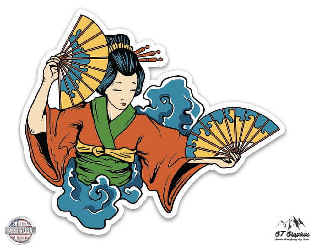 Japanese Geisha with Fan - 5\, image size:1000x800