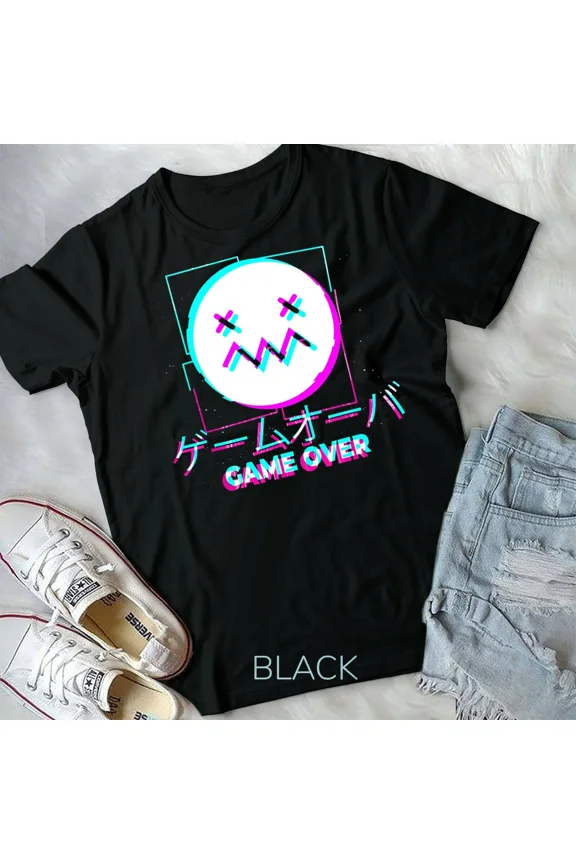 Japanese Glitch Sad Anime Girl Boy Game Over Aesthetic - Unisex Form T-Shirt