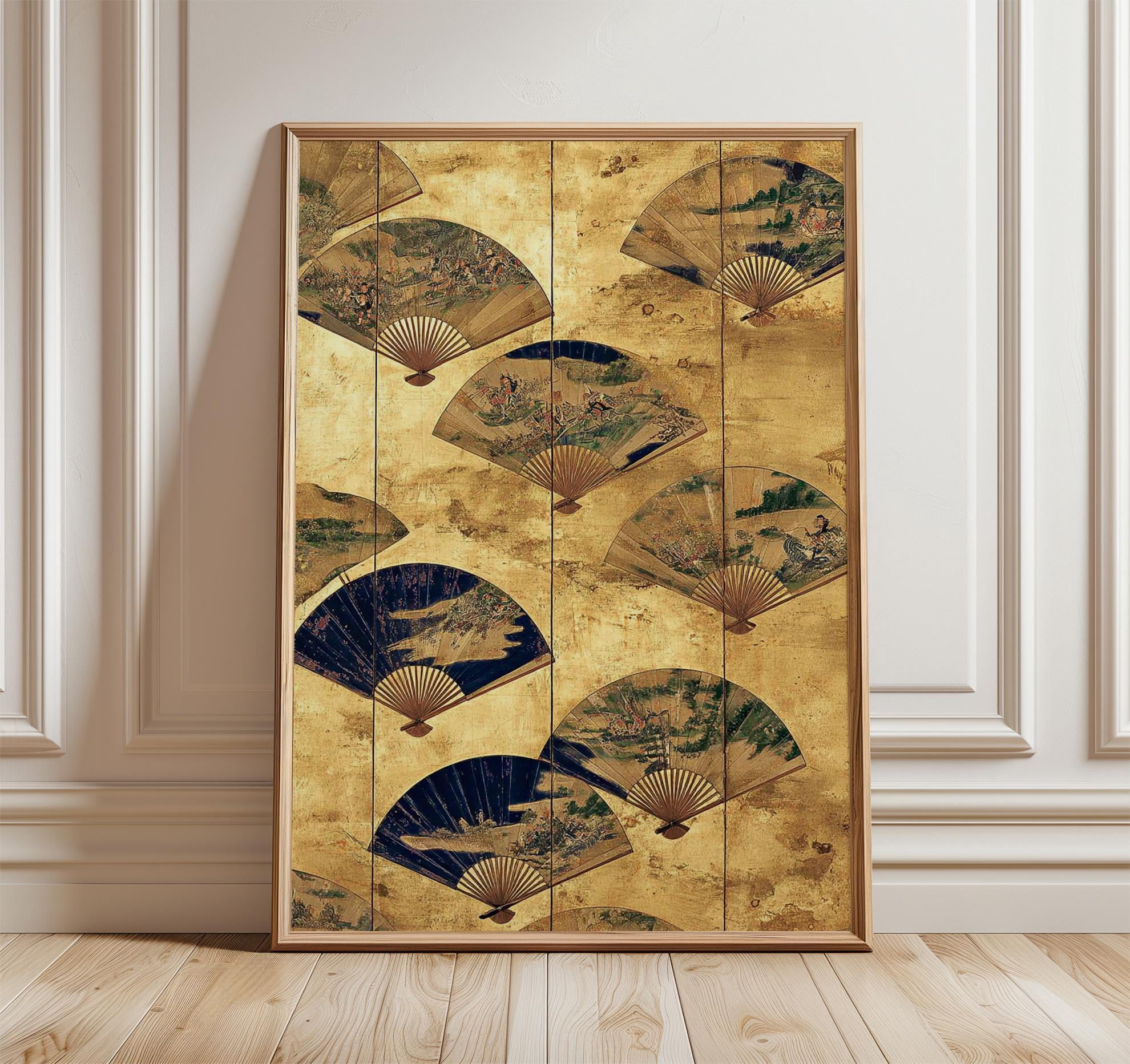 Japanese Gold Leaf Fan Art Print, Edo Period Inspired , Poster Print ...