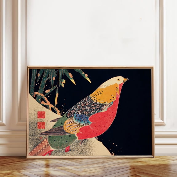 Japanese Golden Pheasant Bird Wall Decor For Home Living Room