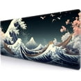 thumbnail image 1 of Japanese Great Wave Gaming Mouse Pad XL, Colorful Patterns Desk Mat, Cute Gamer Aesthetic Mousepad, Extended Mousepad, Non-Slip Rubber Base Desk Pad for Office-31.5 X 11.8 Inch, 1 of 7