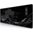 thumbnail image 1 of Japanese Great Wave Large Mouse Pad, Black Gaming Mouse Pad Anime XL, Extended Kanagawa Desk Pad, Non-Slip Rubber Base Long Computer Mice Pad for School Home Office, 31.5x11.8 inch, 1 of 6