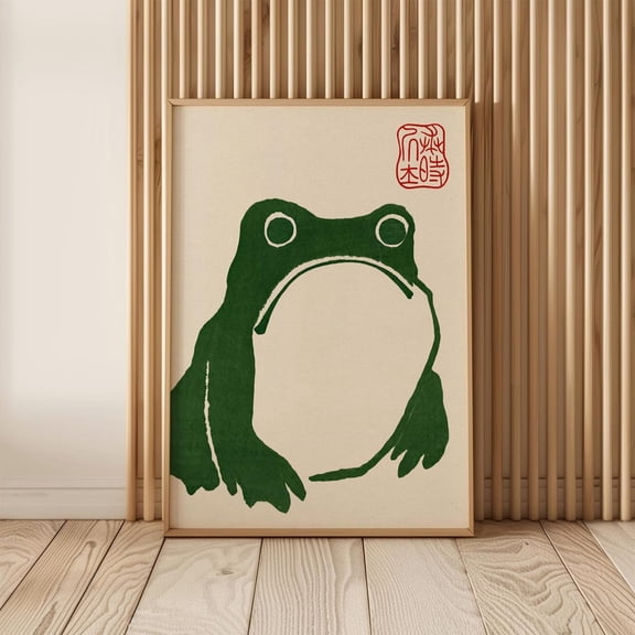 Japanese Green Frog Hoji Kaeru Woodblock House Wall Decor