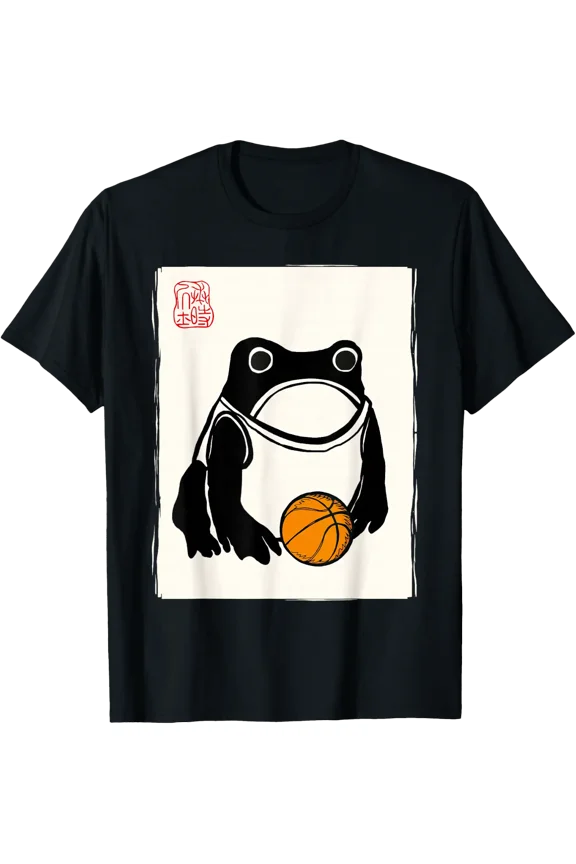 Japanese Grumpy Frog Basketball Player Basketball T-Shirt Size S-5XL