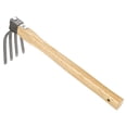 thumbnail image 1 of Japanese Hand Tiller/Rake for Garden, 15.4 Inches Stainless Steel Cultivator with Garden Hoe for Digging, Weeding, and Planting, Gardening Tool with Wooden Handle, 1 of 6
