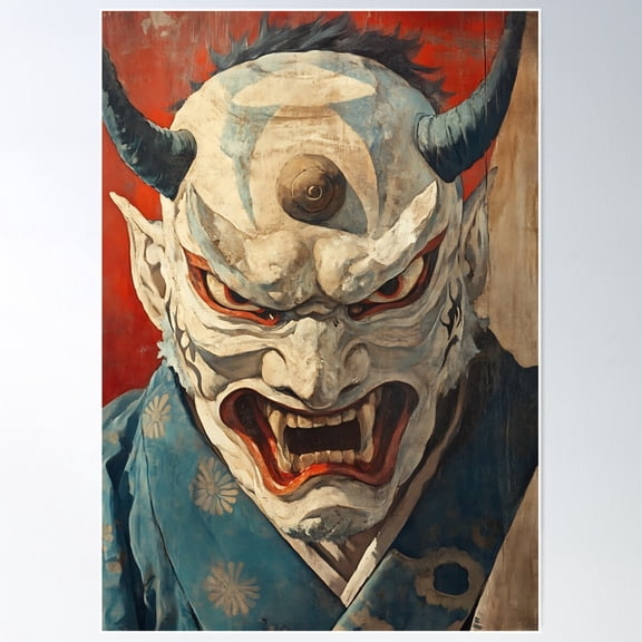 Japanese Hannya Demon Poster Wall Art, Modern Wall Decor For Living Room Bedroom, 16x24 UNFRAMED