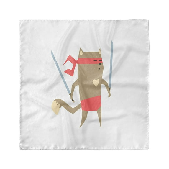 Japanese Head Scarf, Samurai Figh Kitty Ninja, Head Wrap, 3 Sizes, by Ambesonne