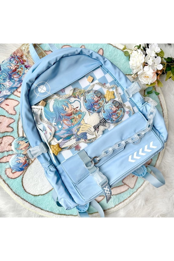 Japanese High Capacity Student Backpack,Black Send Acrylic Chain