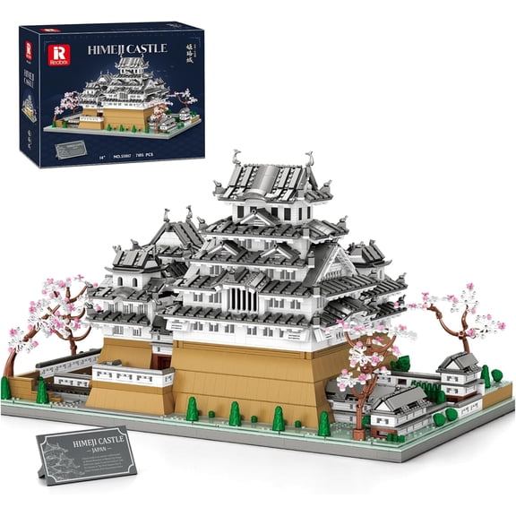 Japanese Himeji Castle Building Block Sets for Adults 55017, 1:127 Japanese Architecture Model Large Landmark Building Set Home Office Decoration Gift for Adults (7105PCS)