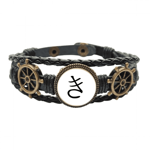 Japanese Hiragana Character KI Leather Braided Ocean Bracelet Wristband