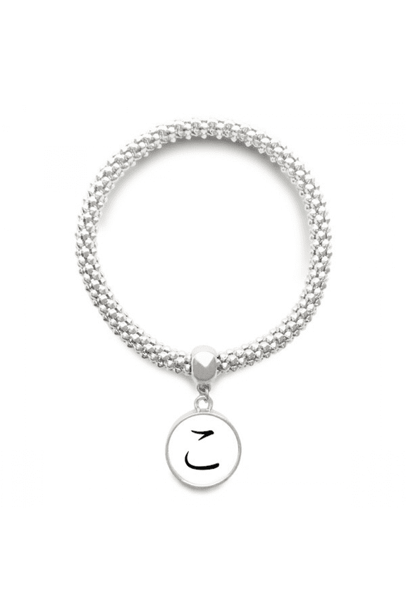 Japanese Hiragana Character KO Sliver Bracelet Pendant Jewelry Chain Adjustable Bangle