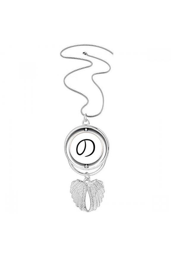 Japanese Hiragana Character NO Pendant Angel Wings Rotating Necklace Jewelry