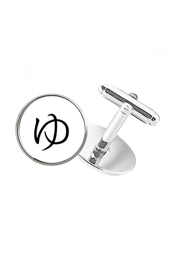 Japanese Hiragana Character YU Round Button Cuff Clip Stud Cufflinks