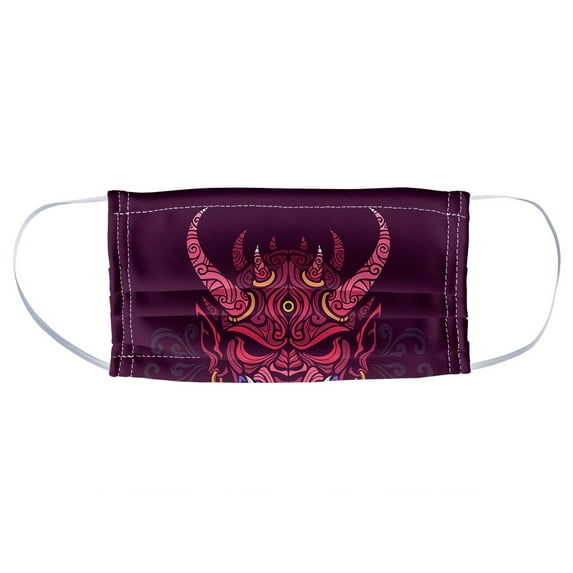 Japanese Horned Demon Mask Oni 1-Ply Reusable Face Mask Covering, Unisex