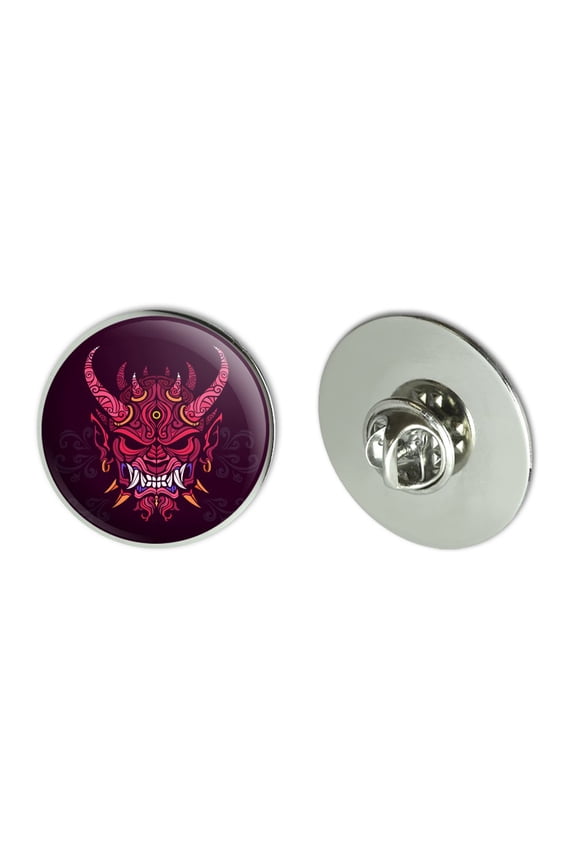 Japanese Horned Demon Mask Oni Metal 1.1" Tie Tack Hat Lapel Pin Pinback