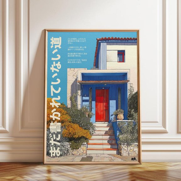 Japanese House Inspirational Zen Wall Art Print, Unframed Paper Poster 8x10in