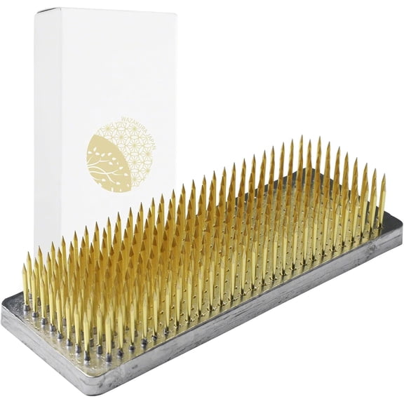 Japanese Ikebana Kenzan Long Rectangular Flower Holder 4.7" (120mm), Made in Japan Floral Arranging Pin Frog Tool - (4.7" (120mm) Long Rectangular Brass Kenzan