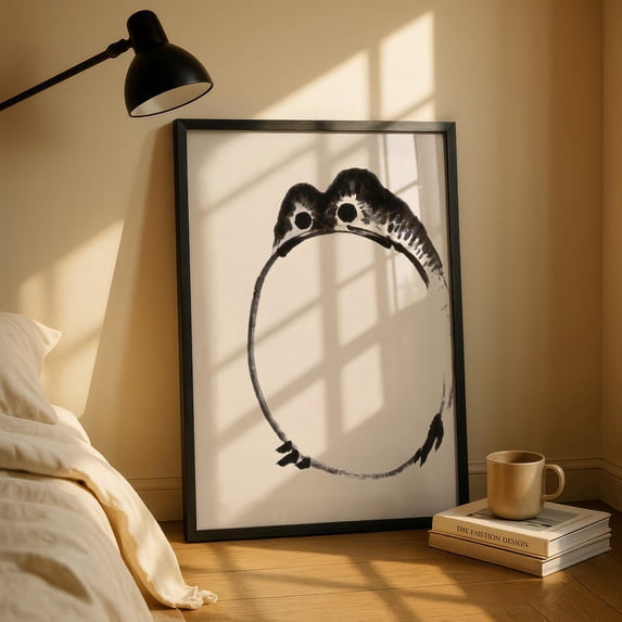 Japanese Ink Frog Poster, Zen Sumi-e, Minimalist Calming, Bathroom ...