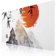 thumbnail image 1 of Japanese Ink Mountain Mouse Pad Black White Bamboo Sun Watercolor Sumi-E Extended Desk Mat 90X40 cm Non-Slip Rubber Base Stitched Edge Large XXL Playmat for Gaming Laptop Desktop,35.4×15.7 Inch, 1 of 6