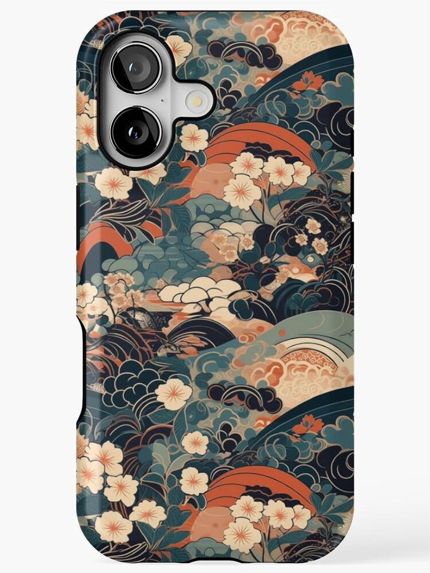 Japanese-Inspired Ocean Waves and Cherry Blossoms Tough Cell Phone Case ...