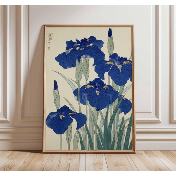 Japanese Iris Art Print, Ukiyo-e Floral Design, Poster Only