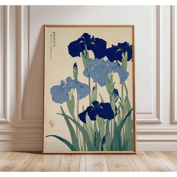 Japanese Iris Art Ukiyo e Floral Design Botanical Nature Wall Art, Unframed Poster
