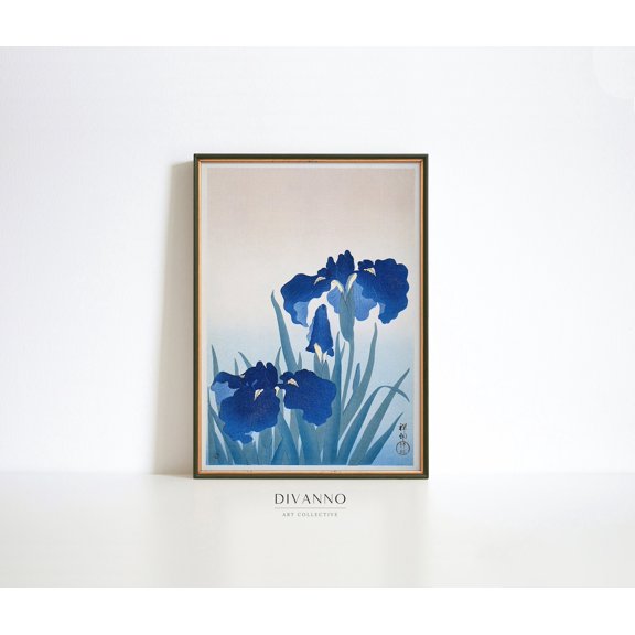 Japanese Iris Flower Minimalist Poster, Unframed Size 8x12