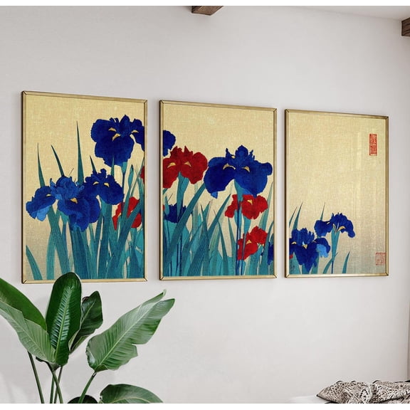 Japanese Iris Flowers Poster Set Botanical Art