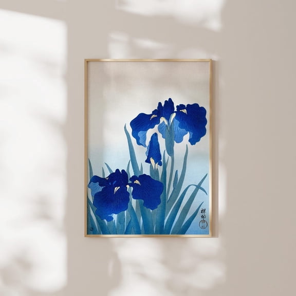 Japanese Iris Ohara Koson Traditional Japanese Flower Mountain Portrait Decor Unframed Paper Print