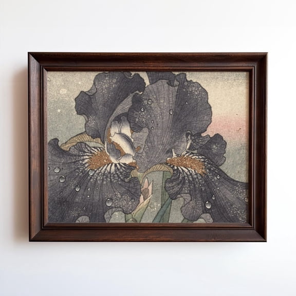 Japanese Iris Woodblock Art Ukiyo-E Floral Wall Art, Unframed Paper Print