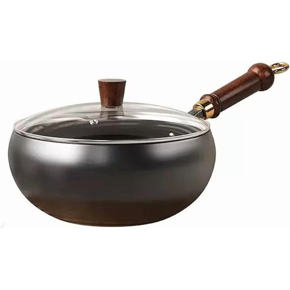 Japanese Iron Pan for Cooking, Japanese Hand-Forged Non-Stick IronPan Without, for Cooker Gas Stir Fry Pans with Lid