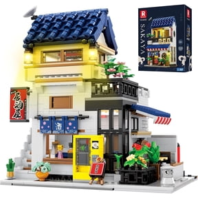 Japanese Izakaya Shop Building Blocks 66502, 2 in 1 Creative Street View House Building Kit with Lighting Set, Japanese Architecture Home Office Decor, Ideal Gifts for Boys Girls Adults 14+