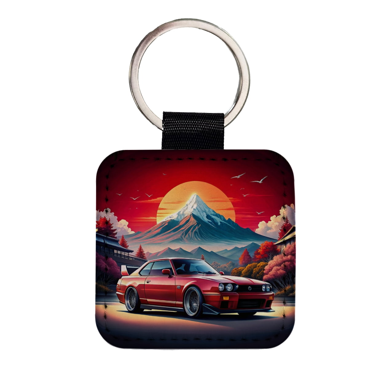Japanese JDM Car Art Faux Leather Square Keychain - Walmart.com