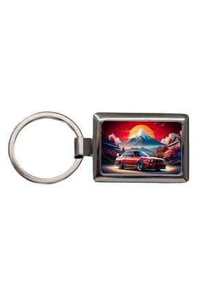 Japanese JDM Car Art Metal Rectangle Keychain