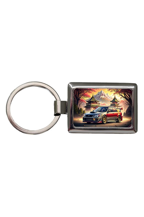 Japanese JDM Tuner Car Art Landscape Metal Rectangle Keychain