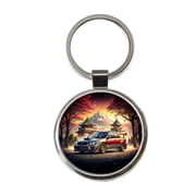 Japanese JDM Tuner Car Art Landscape Metal Round Keychain
