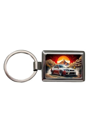 Japanese JDM Tuner Car Art Metal Rectangle Keychain