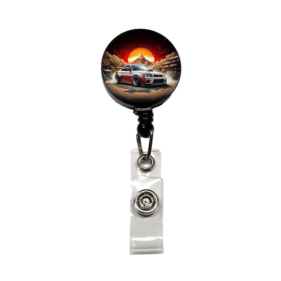 Japanese JDM Tuner Car Art Retractable Reel ID Badge Key Card Name Tag Holder with Clip