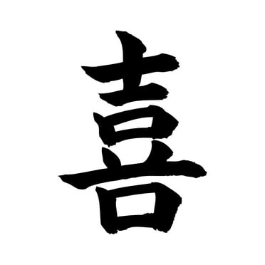 Japanese Joy Kanji Sticker Decal Die Cut - Self Adhesive Vinyl - Weatherproof - Made in USA - Many Color and Sizes - life giving power content happiness