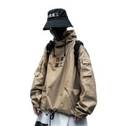 Japanese Kanji Harajuku Windbreaker Streetwear Techwear Lightweight Jacket Pullover Embroidery Hoodie