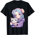 thumbnail image 1 of Japanese Kawaii Girl Anime & Cats Cute Gifts for Teens Girls T-Shirt, 1 of 3