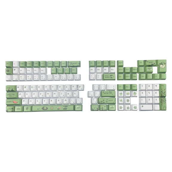 Japanese Keycap Frogs Theme Keycaps Set,XDA/OEM Profile PBT Dye Sublimation for 61/64/68/87/98/104 Mechanical Keyboard