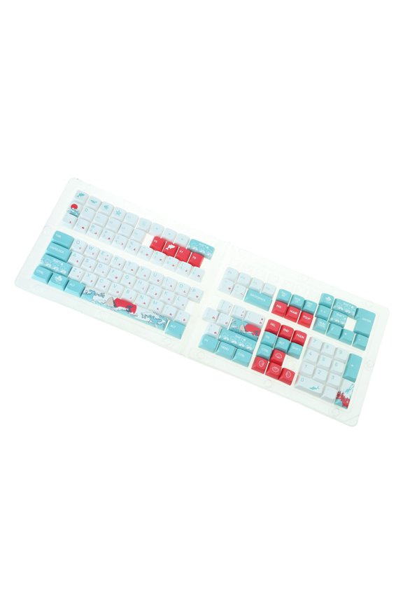 Japanese Keycaps Set for 61 64 68 75 98 104 108 Mechanical Keyboards, OEM Height Sea Pattern Keycaps