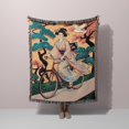 Japanese Robe Styles Japanese Kimono Cyclist in Teal Pines, Peach and Cream Woven Blanket ...